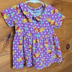 Disney Purple Plaid Winnie the Pooh Button-Front Dress